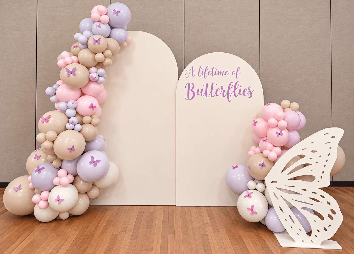 Pastel Lifetime of Butterflies balloon backdrop